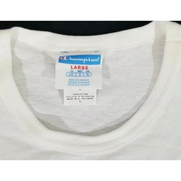 Vintage Y2K Champion Embroidered Script Spellout T Shirt Men's Size Large White - Picture 4 of 5